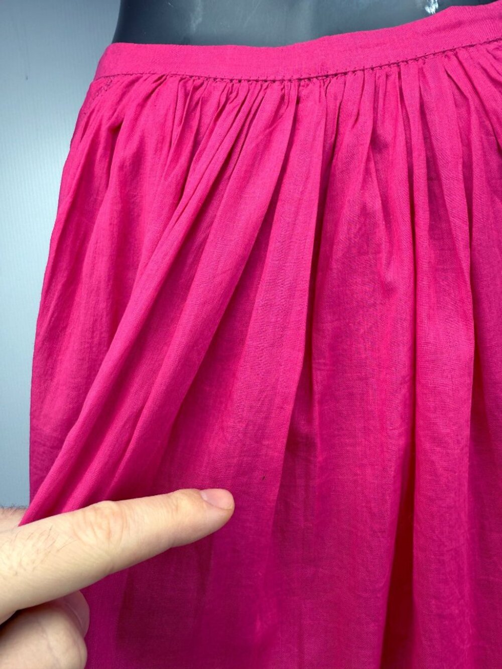 ISABEL MARANT 100% Cotton Fuchsia Bubble Gum Pink Pleatedβ Midi Skirt Size 1 - Picture 7 of 11